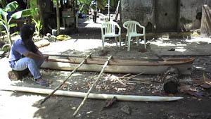 View of canoe from outrigger side