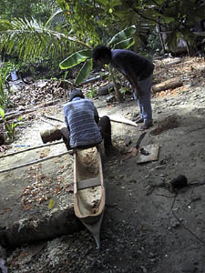 Finish work on the canoe