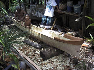 The canoe gets its trim